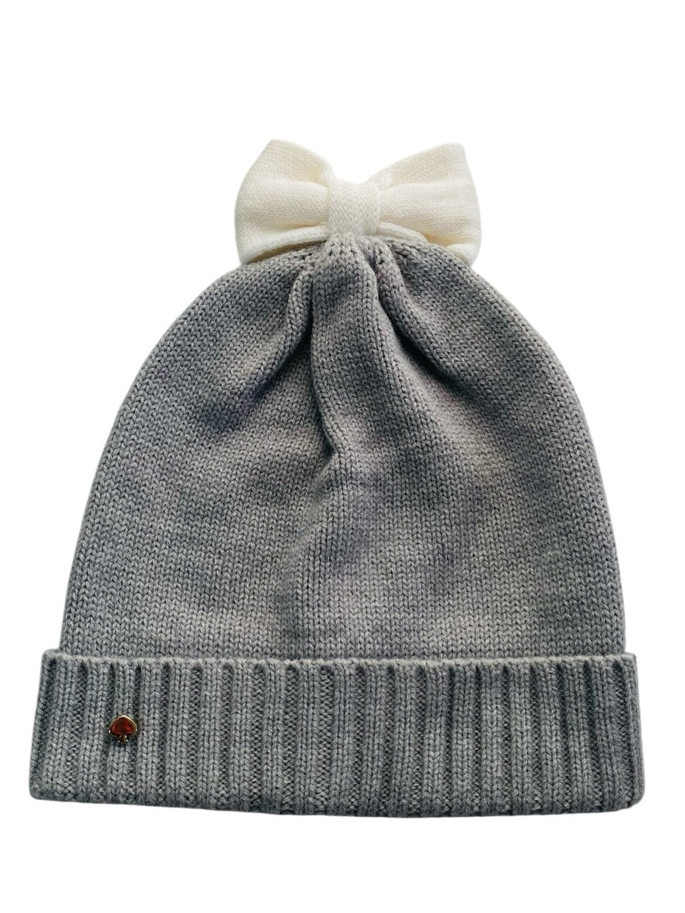 Kate Spade Grey Beanie W/ White Bow OS